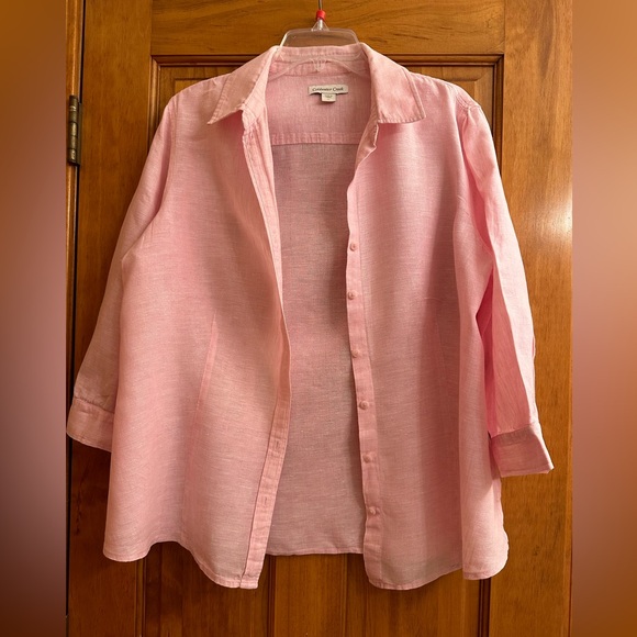 Coldwater Creek Pink Linen Top Size L 14 - Picture 5 of 5